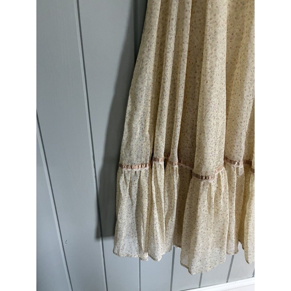 Vtg Gunne Sax Jessica Prairie Dress 7 XS Prairie Pale Yellow Floral Sleeveless - Picture 9 of 9